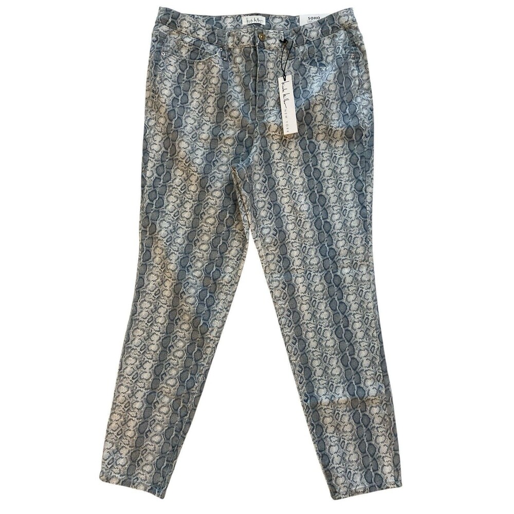 Nicole Miller Soho High Rise Skinny Jeans Size 14 Snake Print Stretch Denim